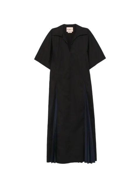Plan C pleated-panel V-neck midi dress