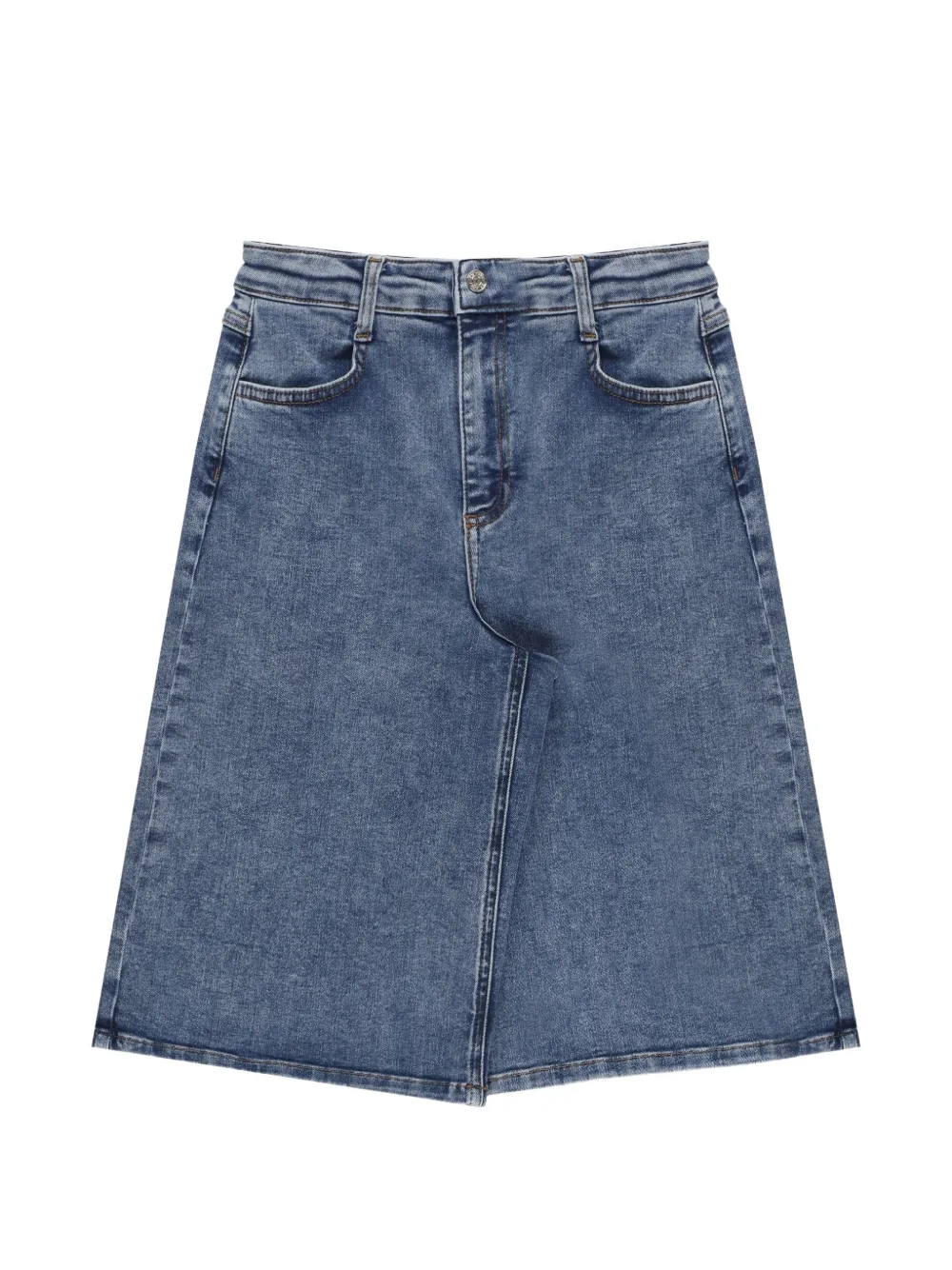 TWINSET Kids logo-lettering denim shorts - Blu