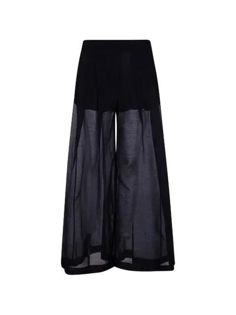 Semicouture pantalones palazzo con panel transparente