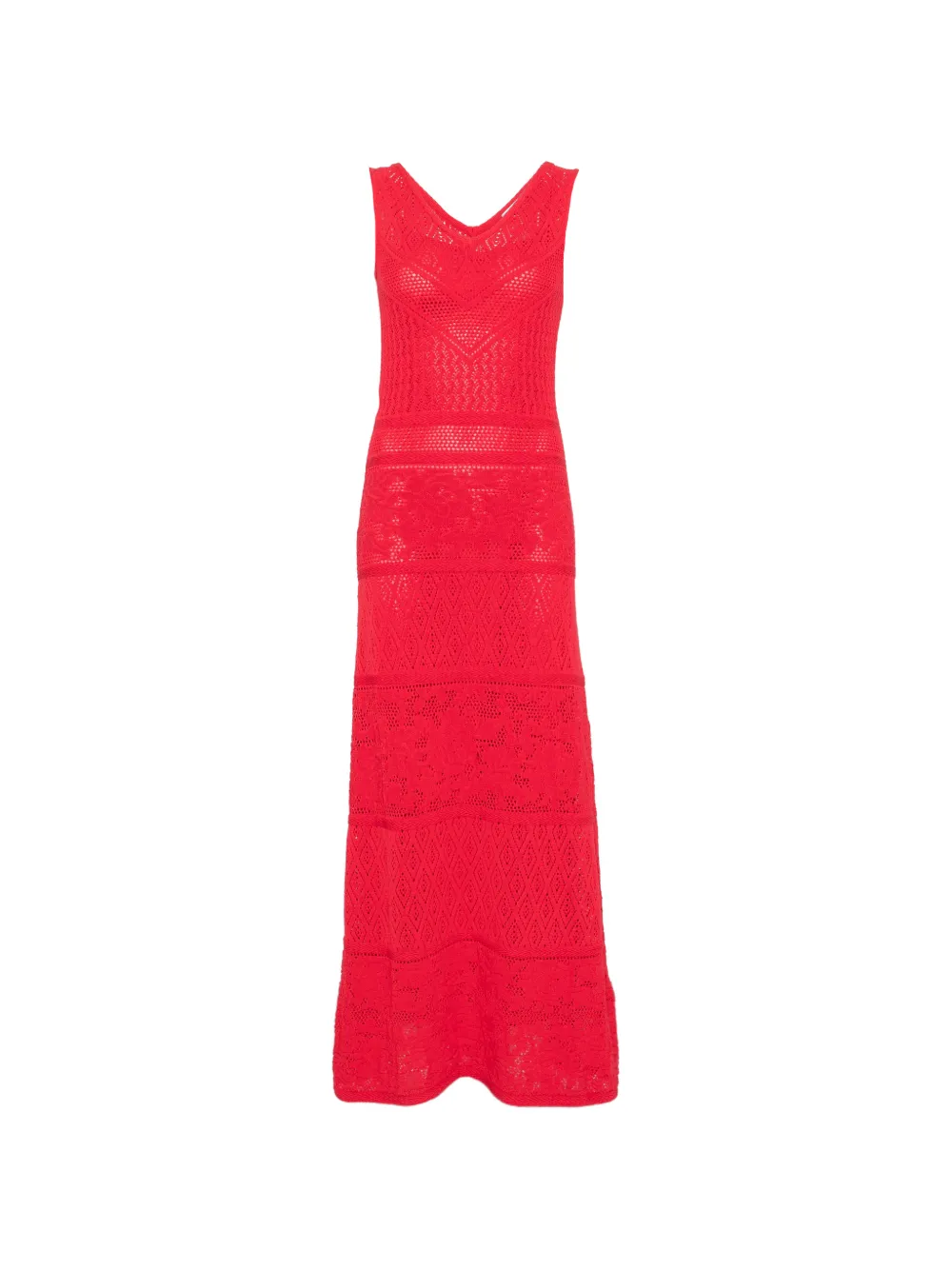 Blugirl crochet-knit V-neck maxi dress - Rosso