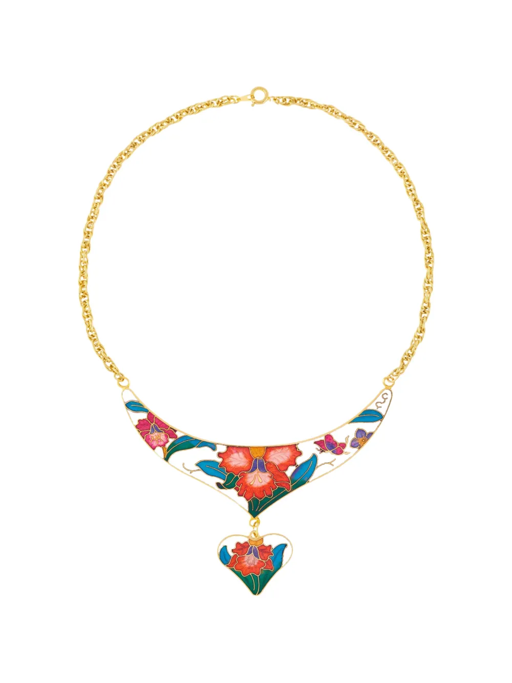 Susan Caplan Vintage 1980 Cloisonne Necklace - Bianco