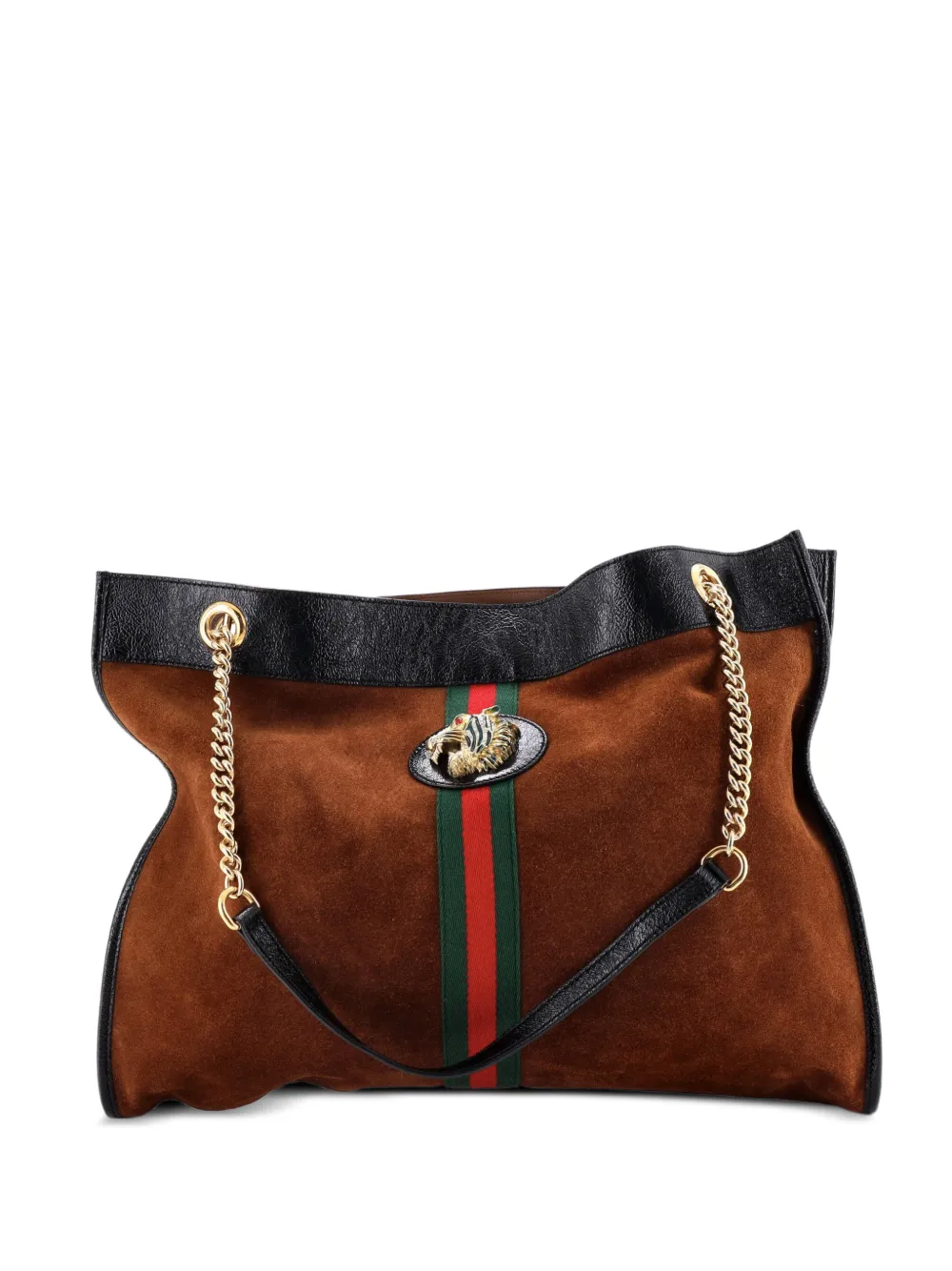 Gucci Pre-Owned Rajah Chain Suede Large tote bag - Marrone