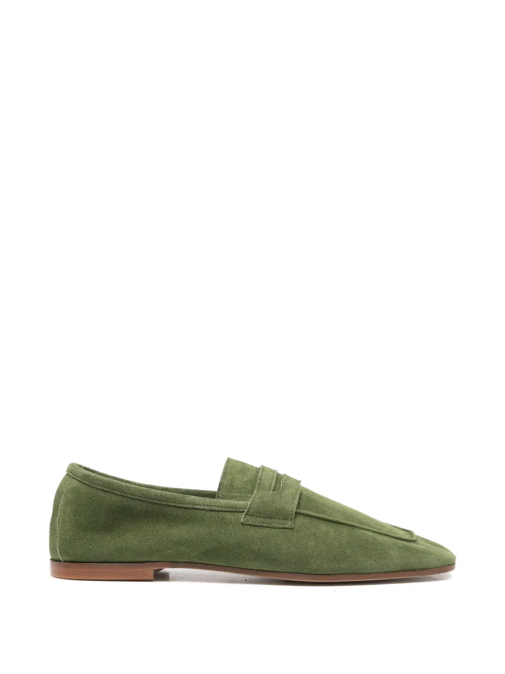 Sophique Square-toe Suede Loafers In Green