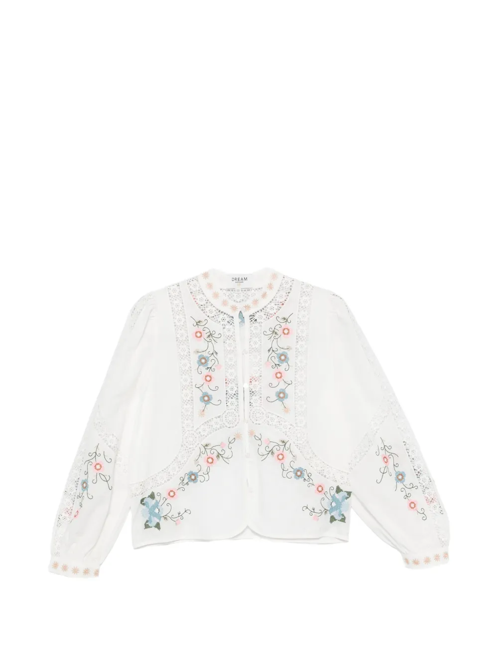 DREAM CATCHER embroidered lace-trim blouse - White