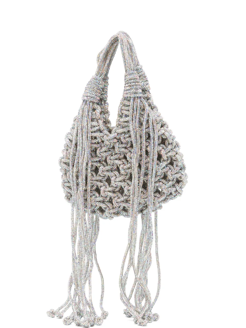 Hibourama mini Vannifique crystal-embellished fringed tote bag - Argento
