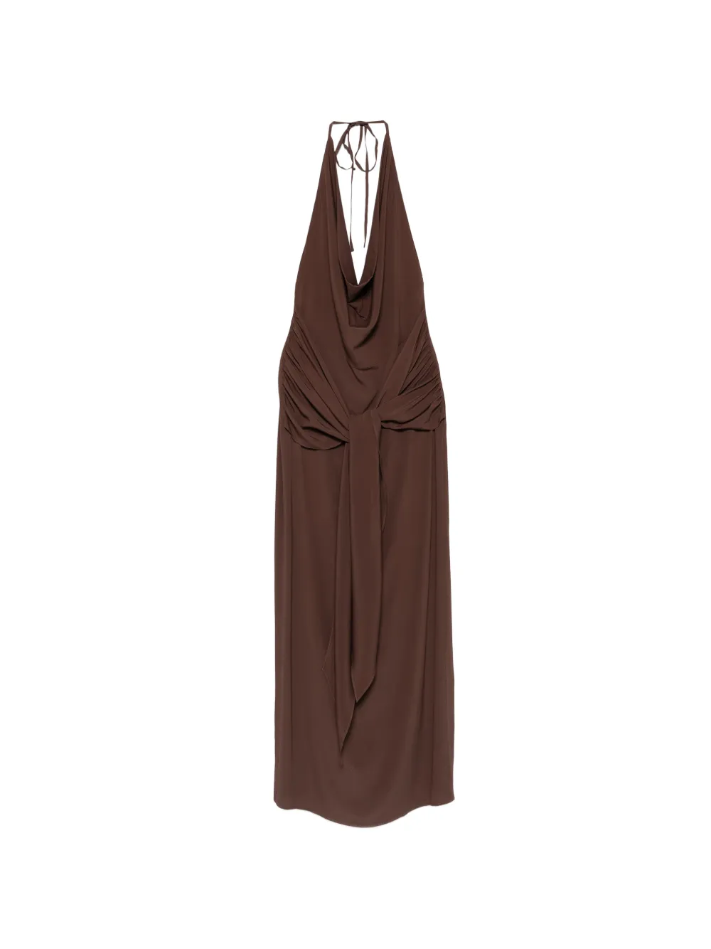 Federica Tosi halterneck gathered maxi dress - Braun