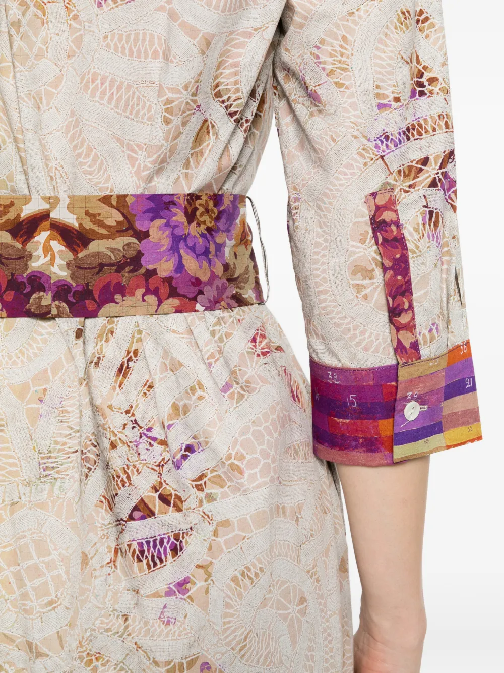 Pierre-Louis Mascia Midi-blousejurk met print en ceintuur Grijs
