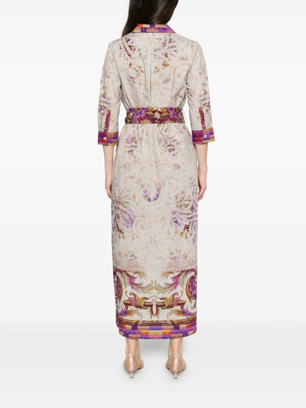 Pierre-Louis Mascia Midi-blousejurk met print en ceintuur Grijs