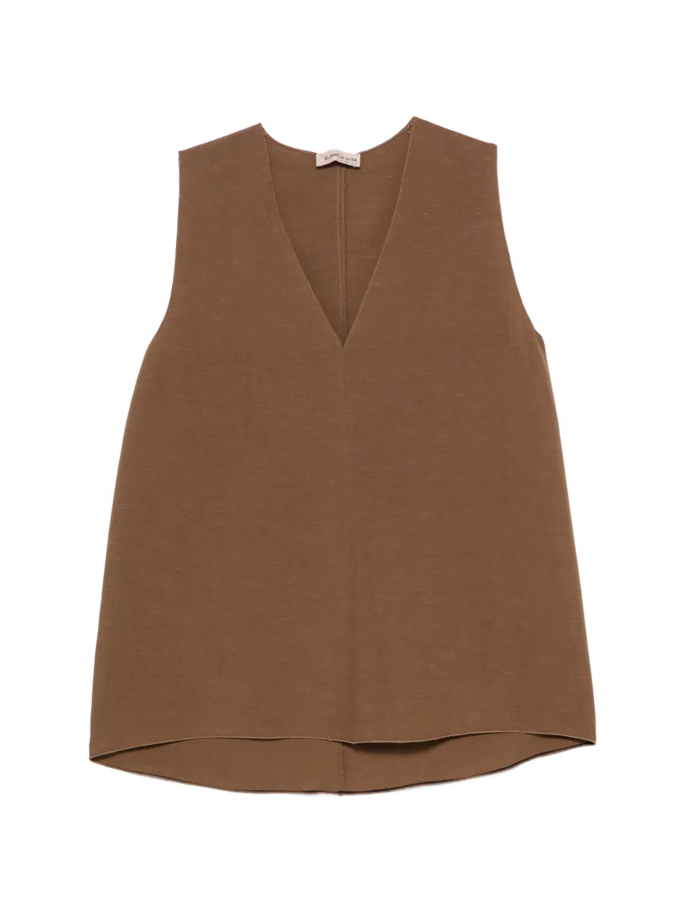 Blanca Vita v-neck sleeveless blouse - Marrone
