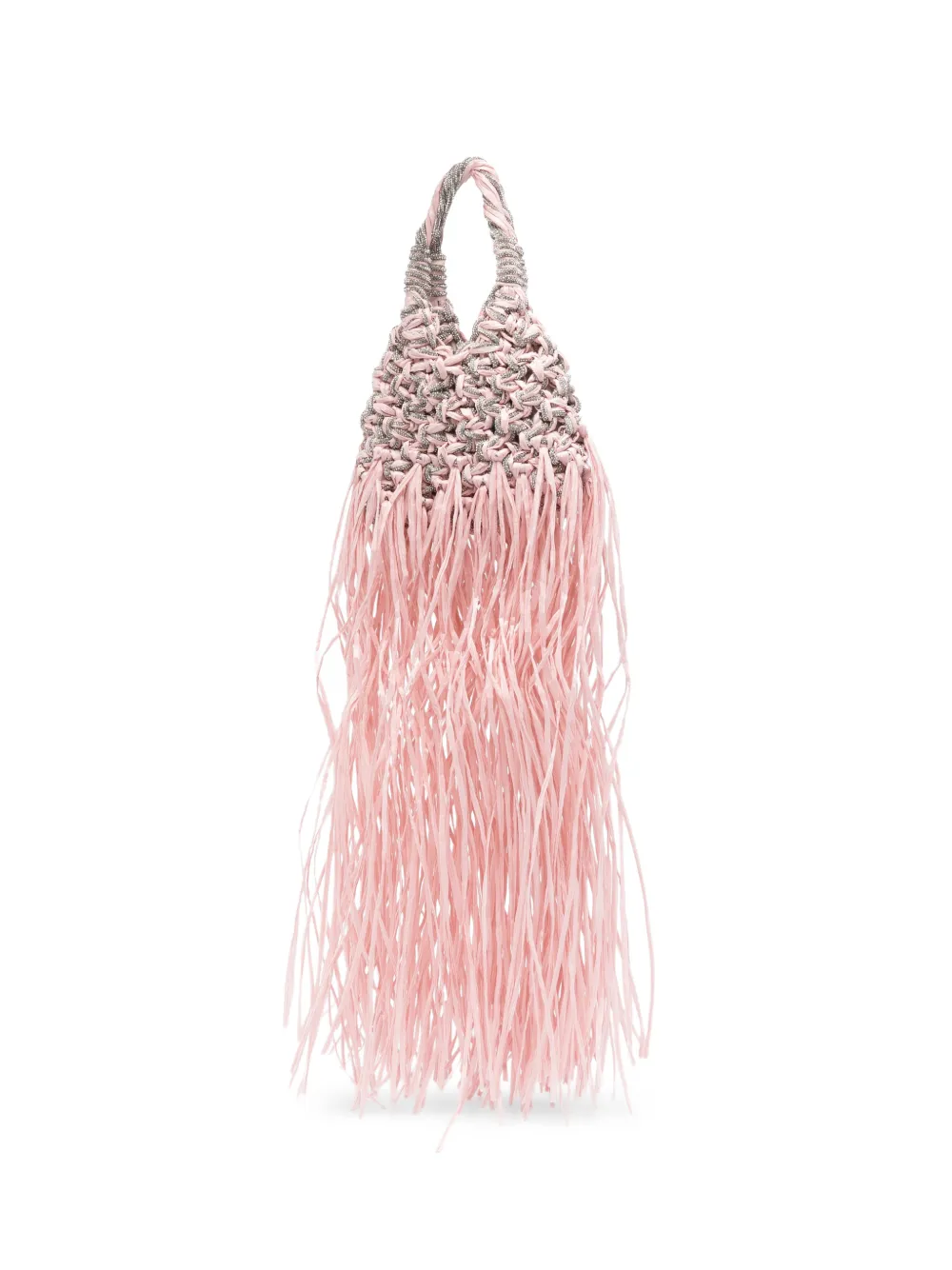 Hibourama mini Vannifique Rafia crystal-embellished fringed tote bag - Rosa