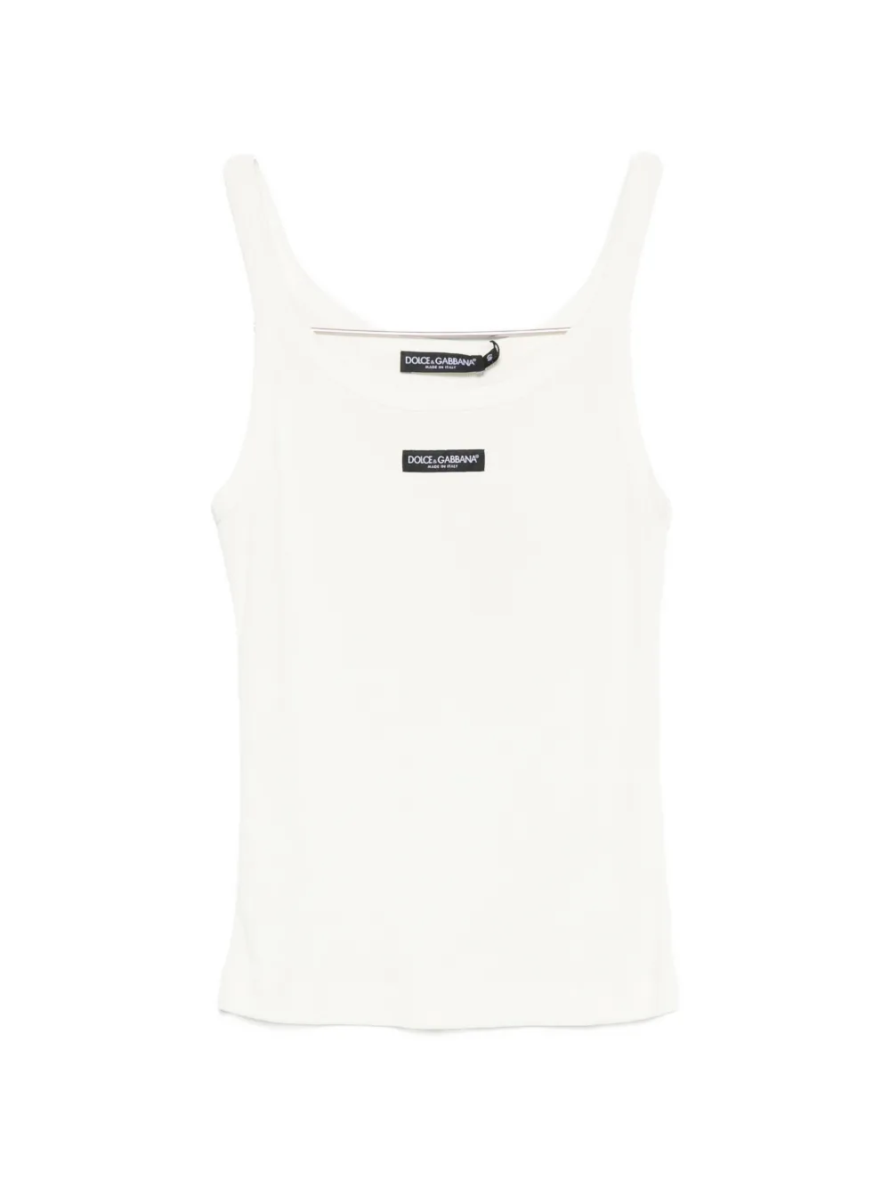 Dolce & Gabbana logo-patch ribbed top - Toni neutri