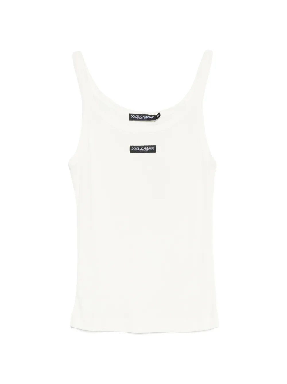 Dolce & Gabbana logo-patch ribbed top - Toni neutri