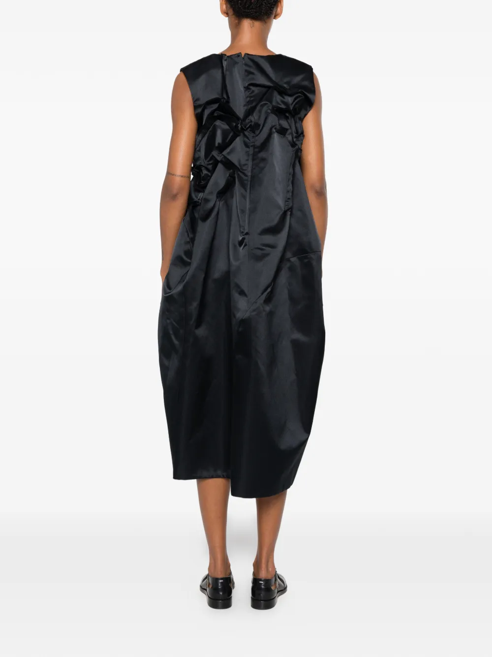 Comme Des Garçons Jurk met ruches en satijnen afwerking Zwart