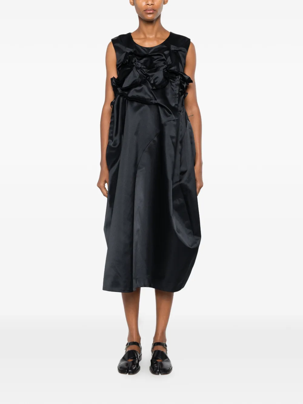 Comme Des Garçons Jurk met ruches en satijnen afwerking Zwart