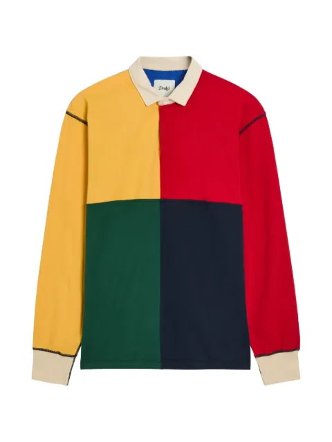 Drake's colour-block long-sleeves polo shirt