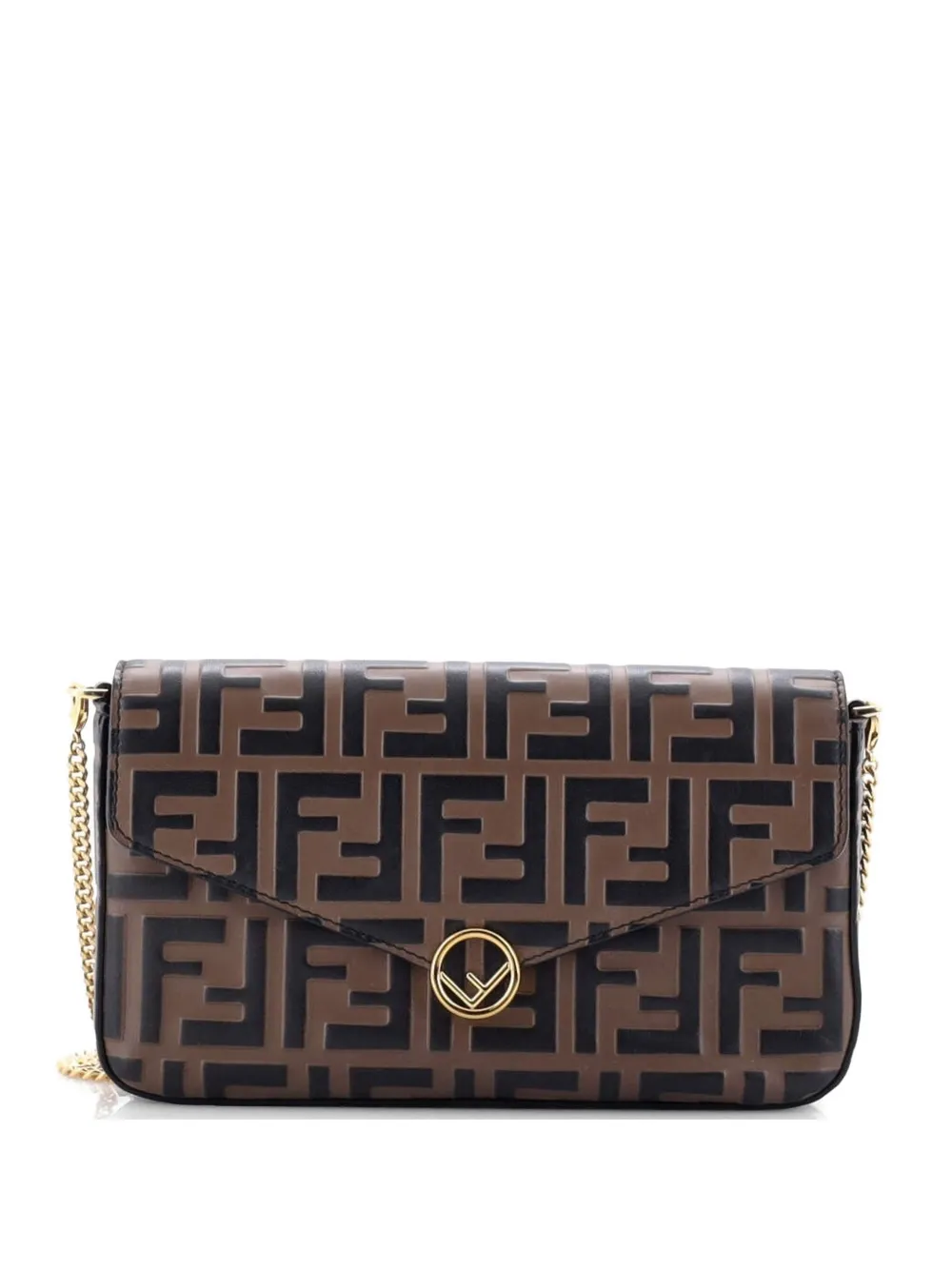 Fendi Pre-Owned Clutch F is Fendi in pelle con motivo Zucca goffrato - Marrone
