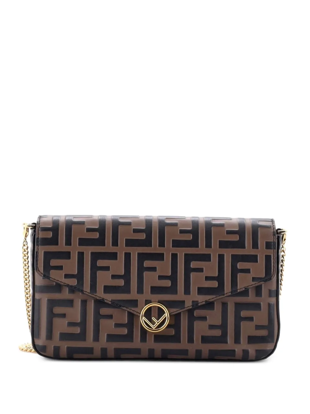 Fendi Pre-Owned Clutch F is Fendi in pelle con motivo Zucca goffrato - Marrone