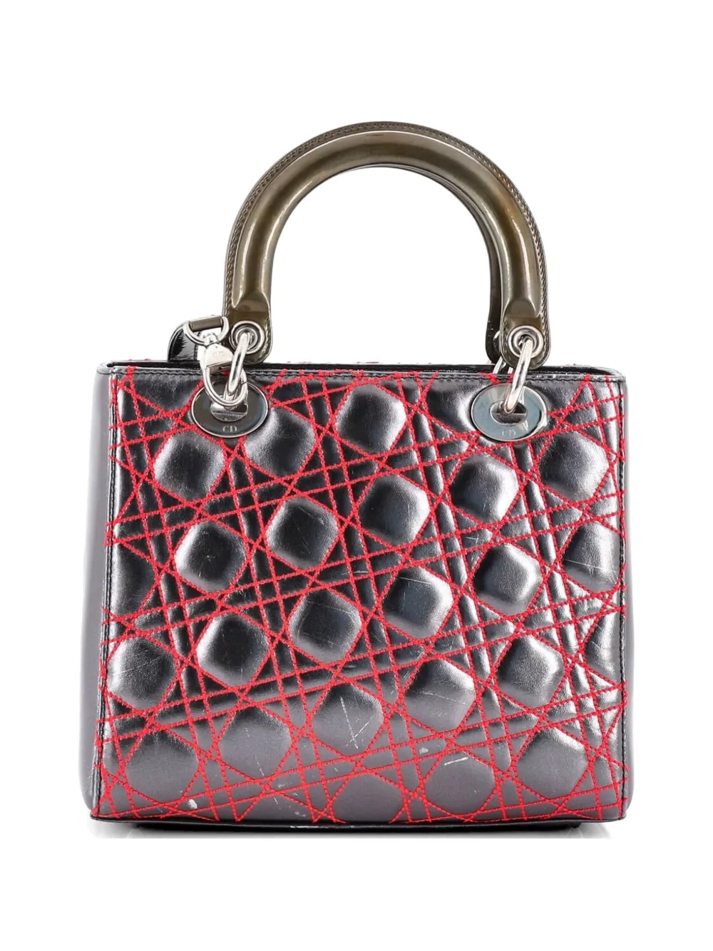  Christian Dior Pre-owned Borsa A Tracolla Lady Dior Anselm Reyle Media Trapuntata In Pelle Con Motivo Cannage - Effetto Metallizzato 