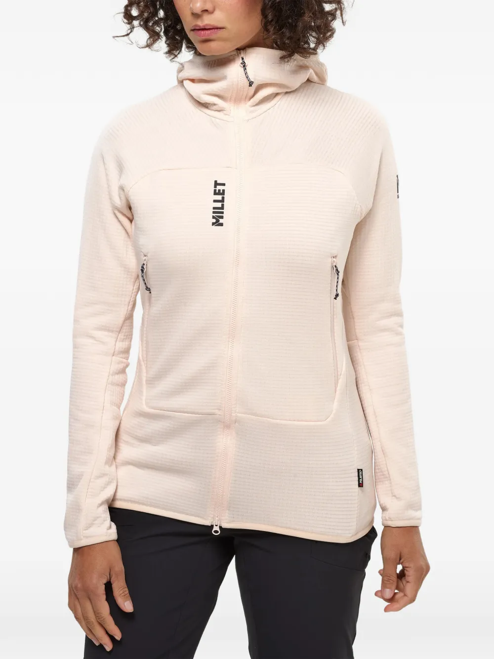 Pascal Millet 퓨전 그리드 와플 니트 후드 집업 | 스포츠 스웨트셔츠 & 후디