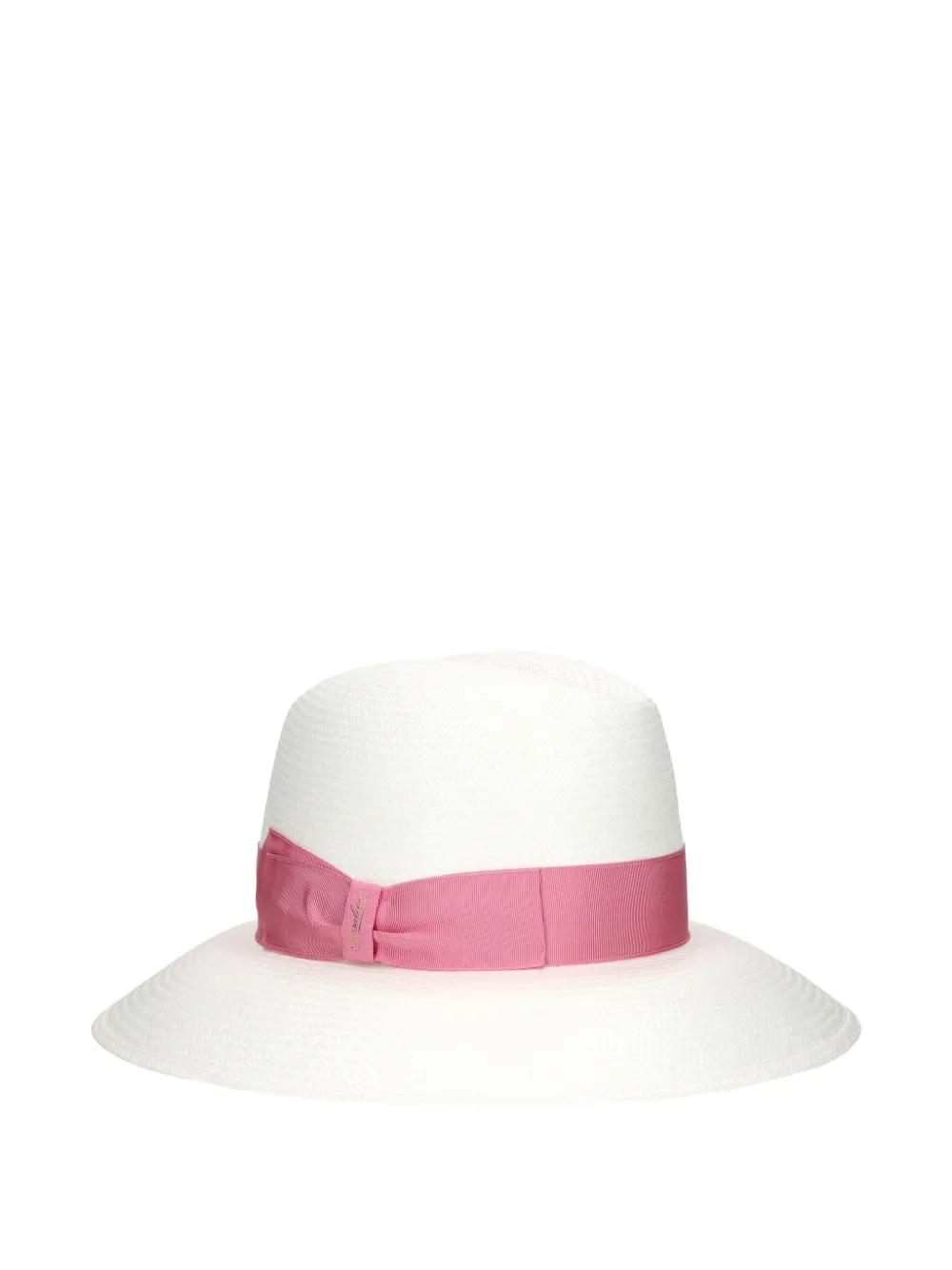 Borsalino Claudette grosgrain-trim straw hat - Bianco