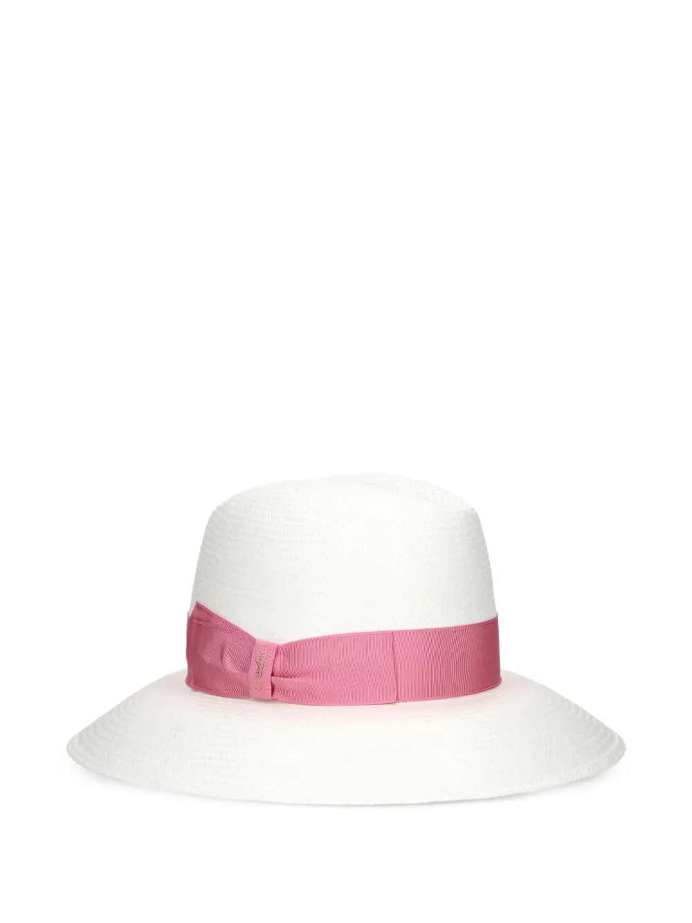 Borsalino Claudette grosgrain-trim straw hat - Bianco