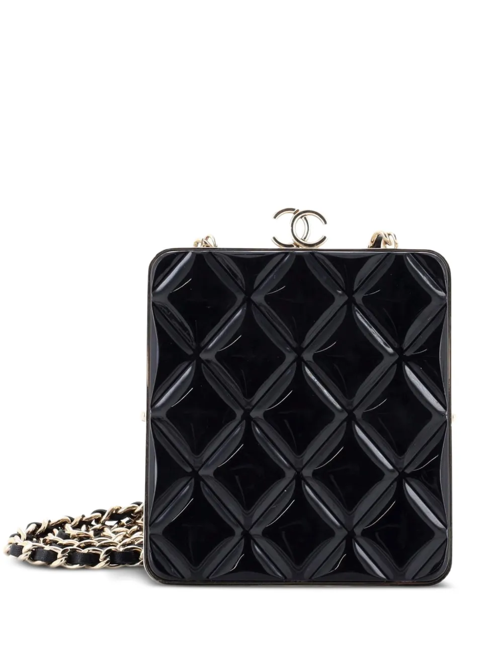 CHANEL Pre-Owned CC Frame Clutch mit gesteppter Kette - Schwarz