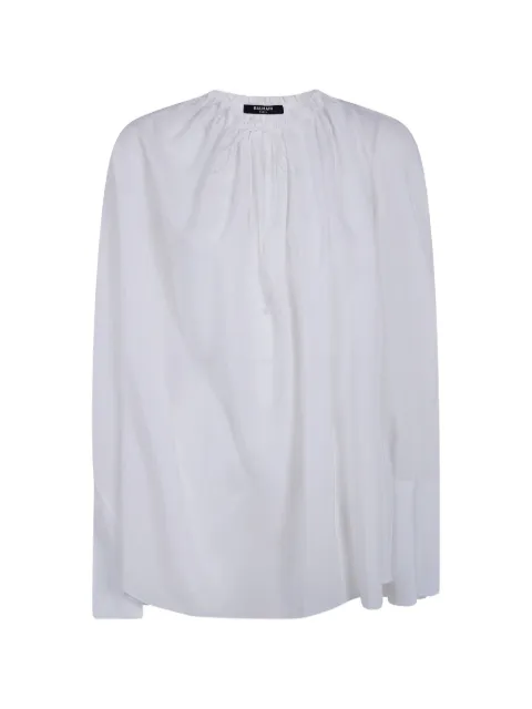 Balmain gathered-neck blouse