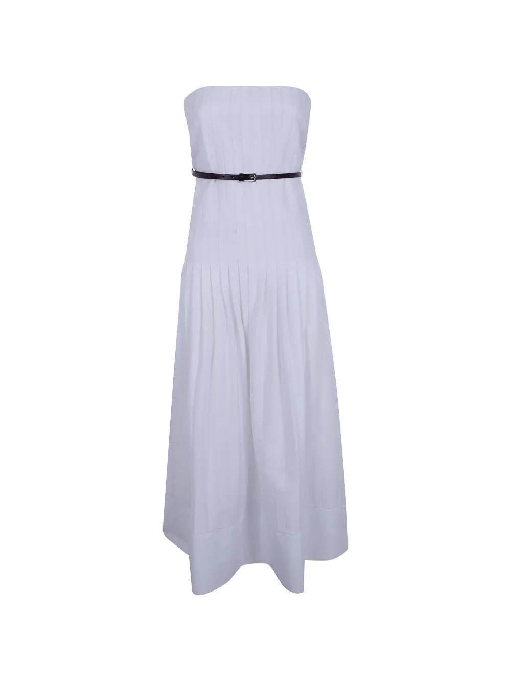 Semicouture belted pleated dress - White