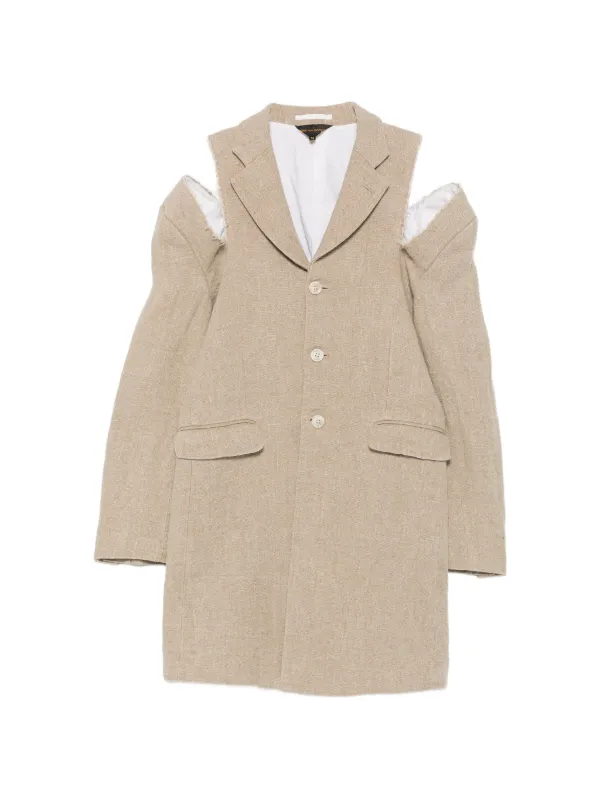 Comme des Garçons Cut-out Frayed Coat in Neutrals