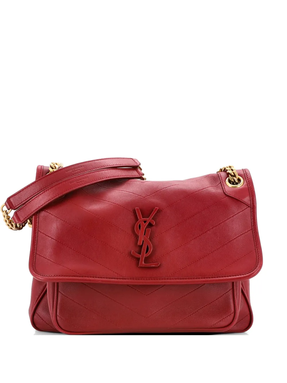 Saint Laurent Pre-Owned Mittelgroße Niki Chain Flap Bag Matelasse Chevron Schultertasche - Rot