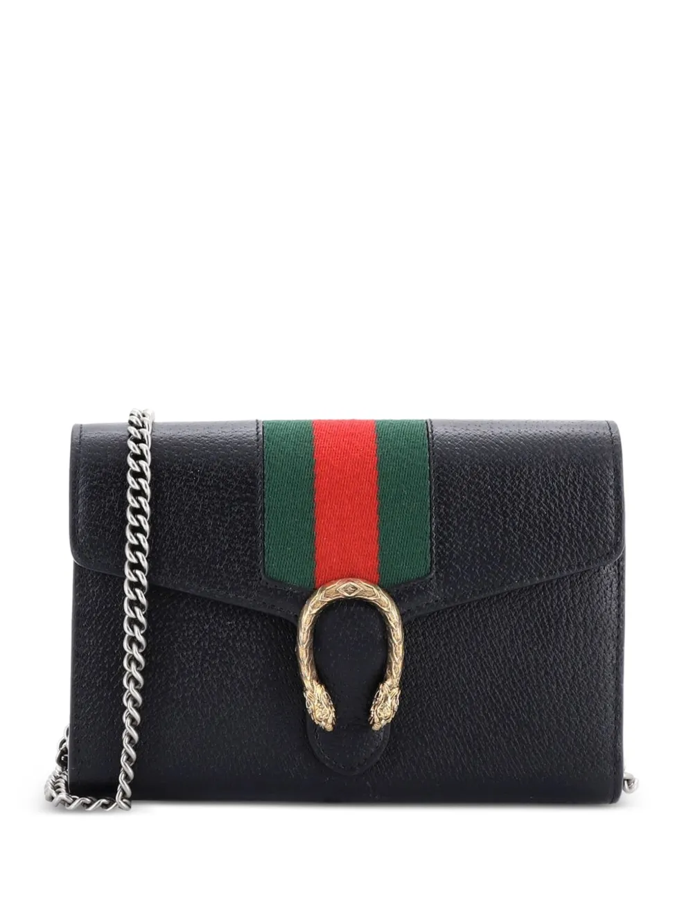 Gucci Pre-Owned Borsa a tracolla Dionysus piccola in pelle con decorazione Web e catena - Nero