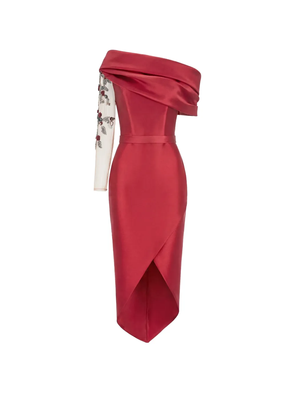 Gattinolli by Marwan embroidered-sleeve wrap-skirt midi dress · 40