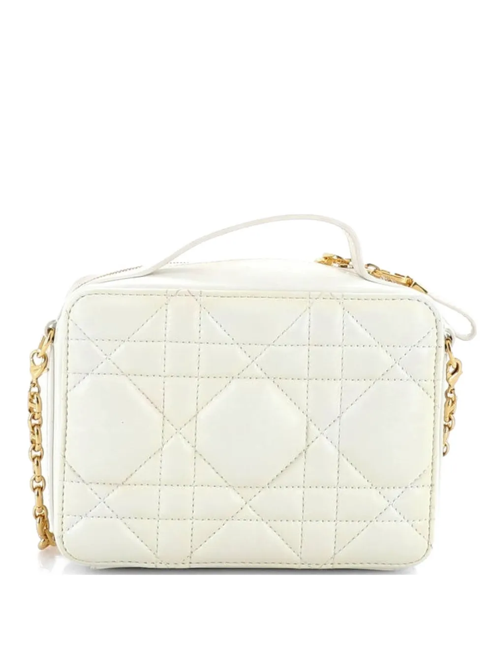 Christian Dior Pre-Owned Caro Box Bag with Chain Macrocannage Quilt Calfskin satchel - Bianco