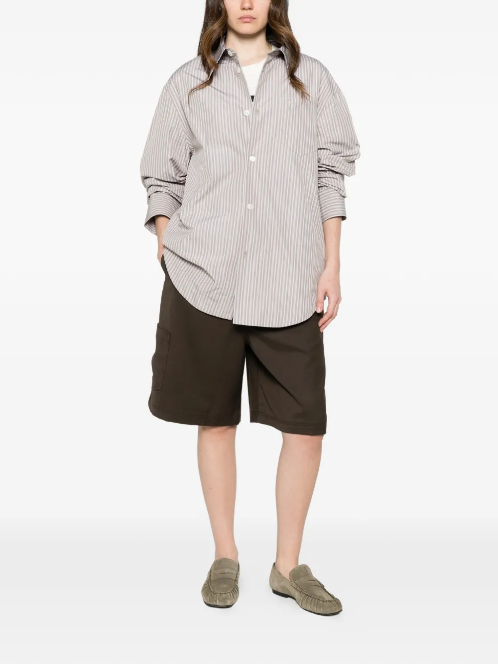 AMI Paris Gestreept shirt Beige