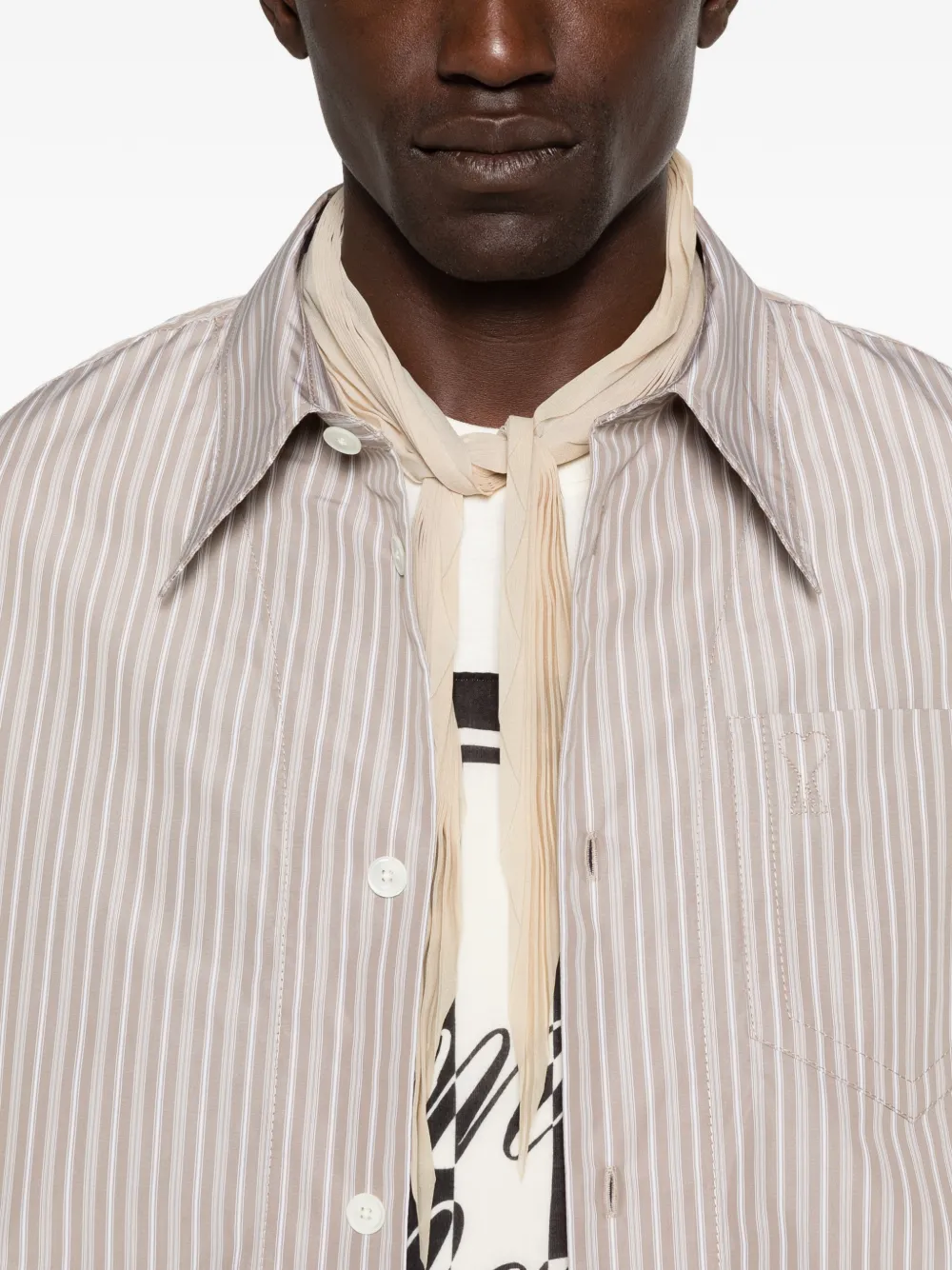 AMI Paris Gestreept shirt Beige