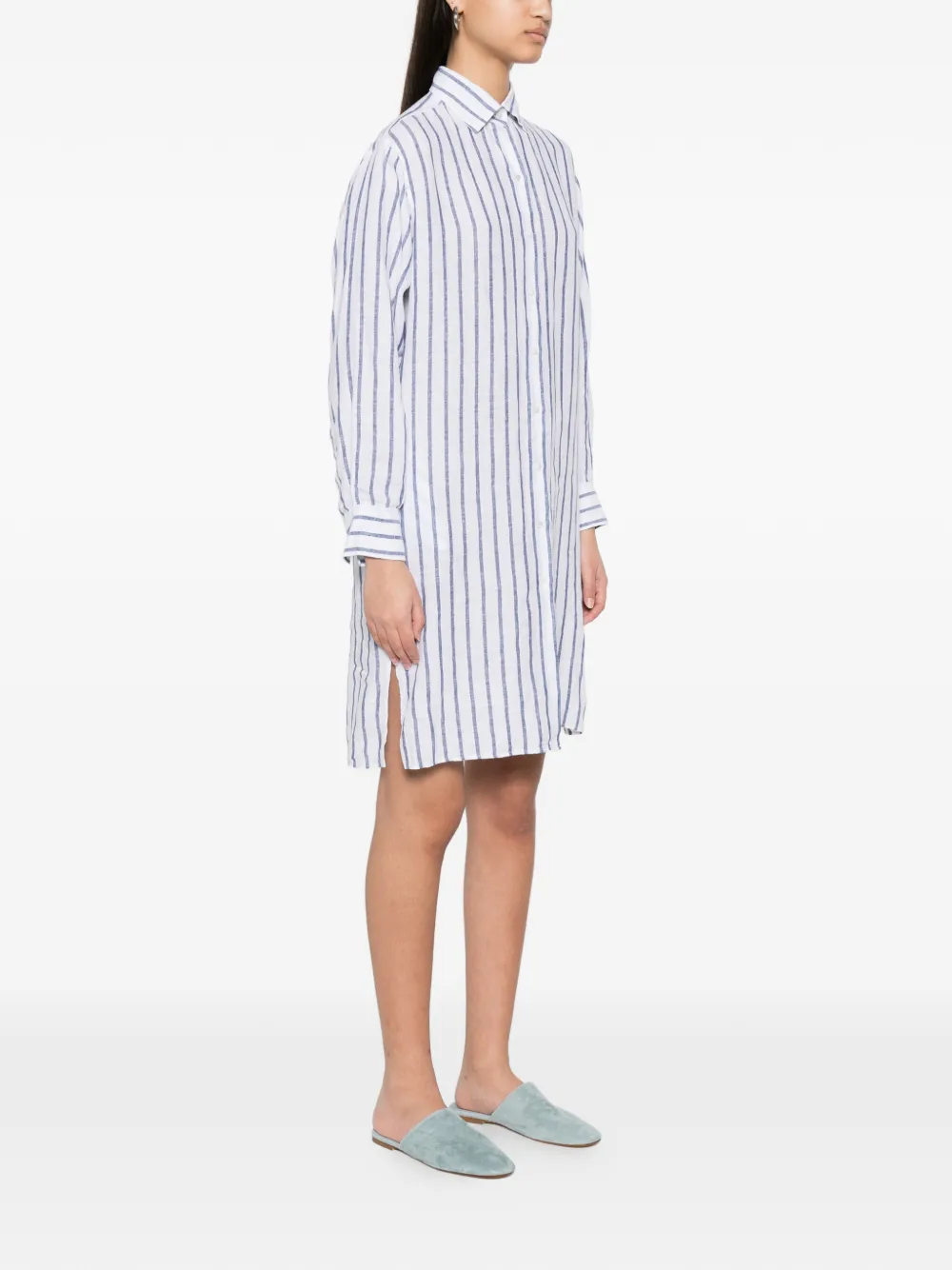 Xacus Leandra gestreepte mini-jurk Wit