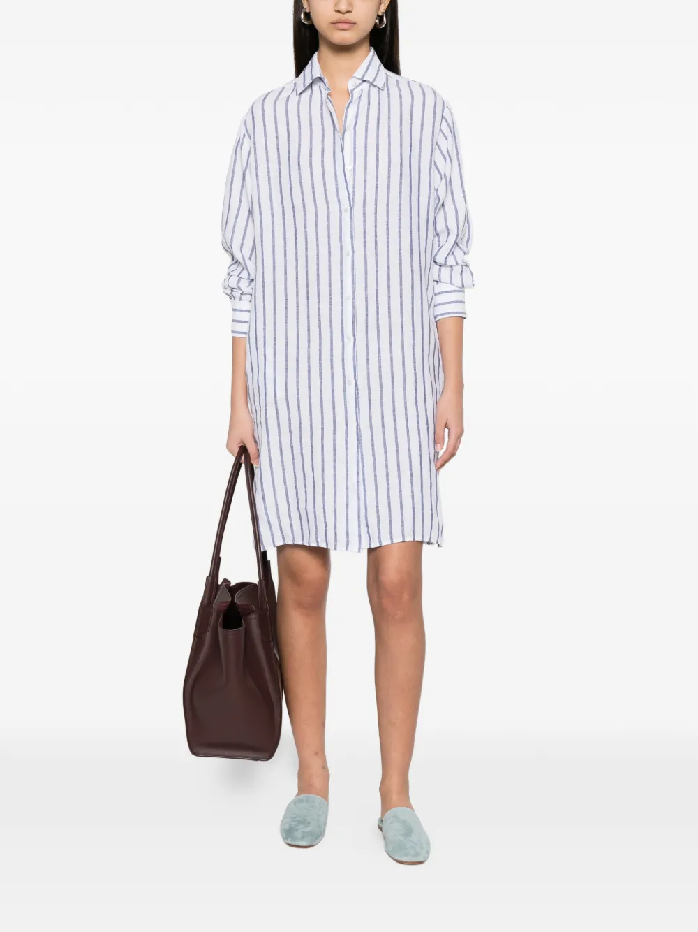 Xacus Leandra gestreepte mini-jurk Wit