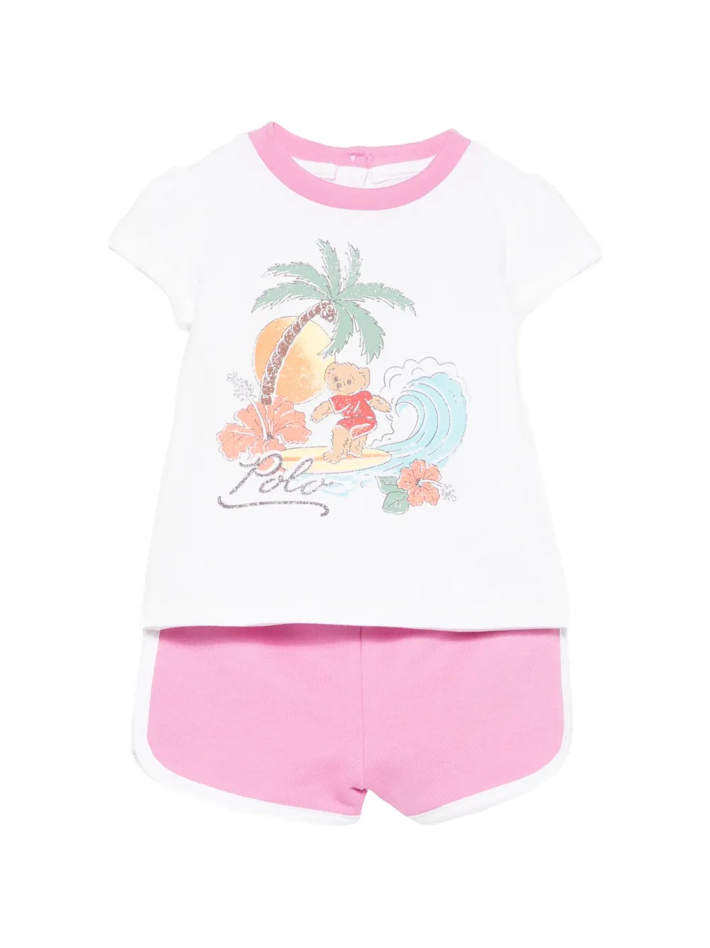 POLO RALPH LAUREN KIDS graphic-print shorts set - Rosa