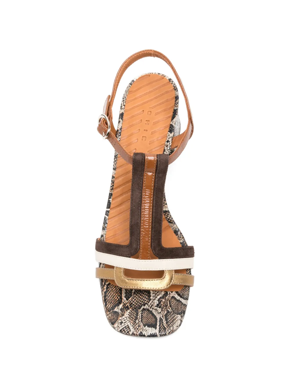 Chie Mihara Liluce snakeskin-effect T-bar sandals Bruin