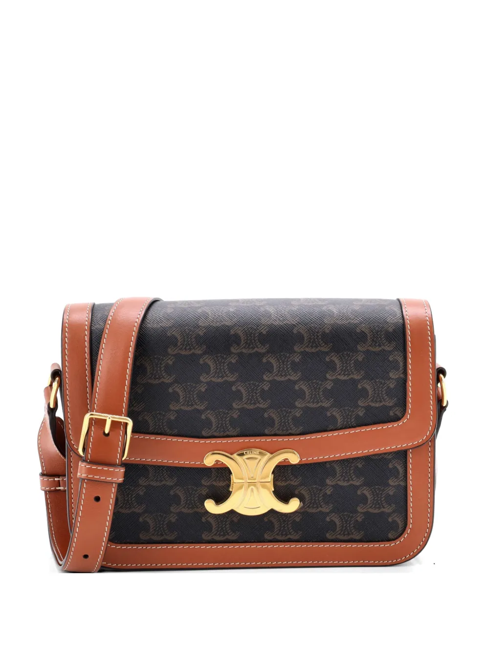 Celine Pre-Owned Triomphe Triomphe Coated Canvas Medium shoulder bag - Marrone