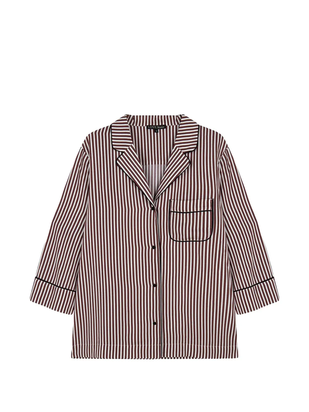 Love Stories Jude striped-pattern pajama shirt - Marrone