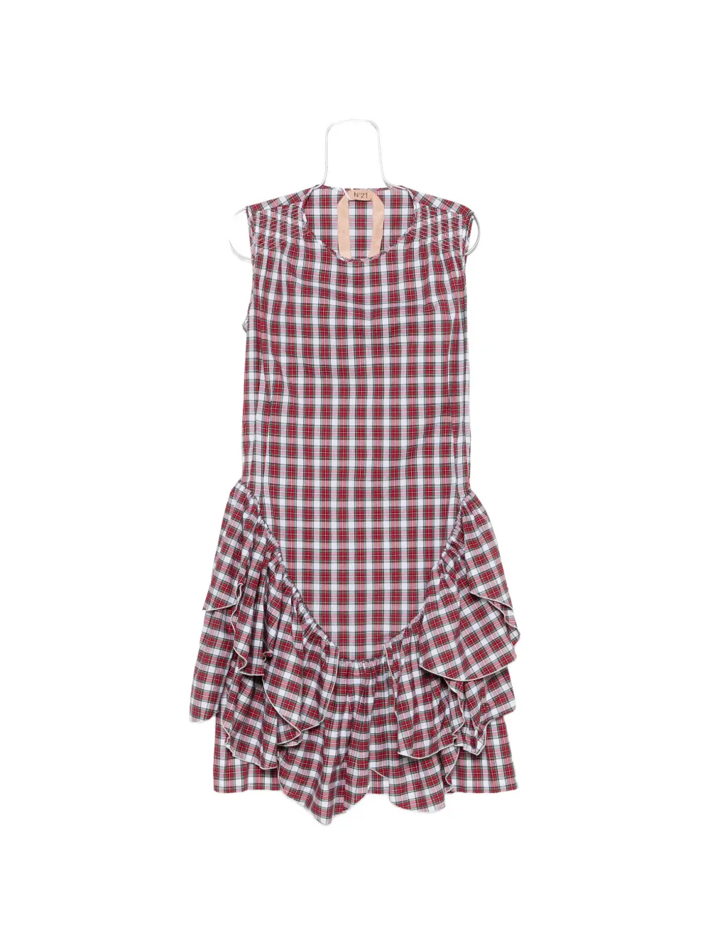 N°21 Plaid-pattern Midi Dress In Red
