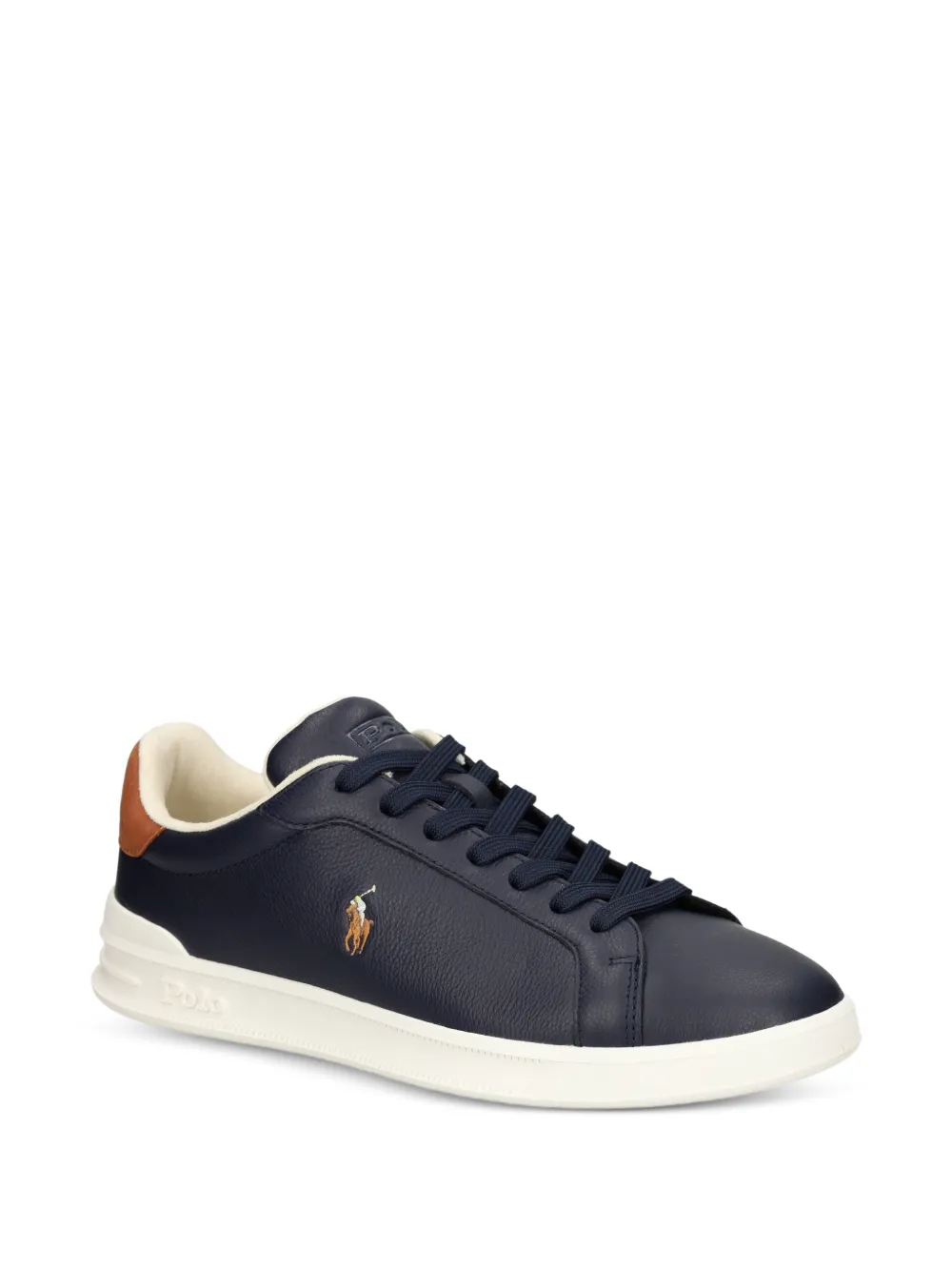 Polo Ralph Lauren logo-embroidered leather sneakers Blauw