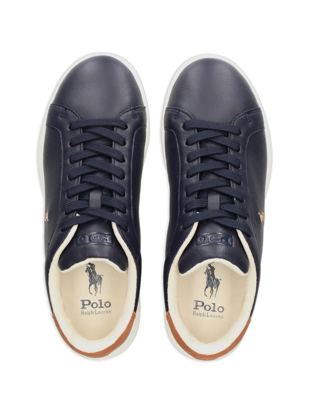 Polo Ralph Lauren logo-embroidered leather sneakers Blauw