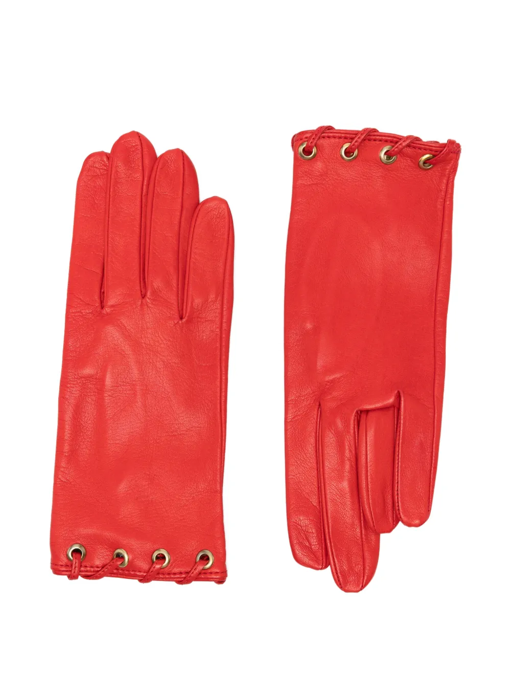 Manokhi lace-detail leather gloves - Rosso