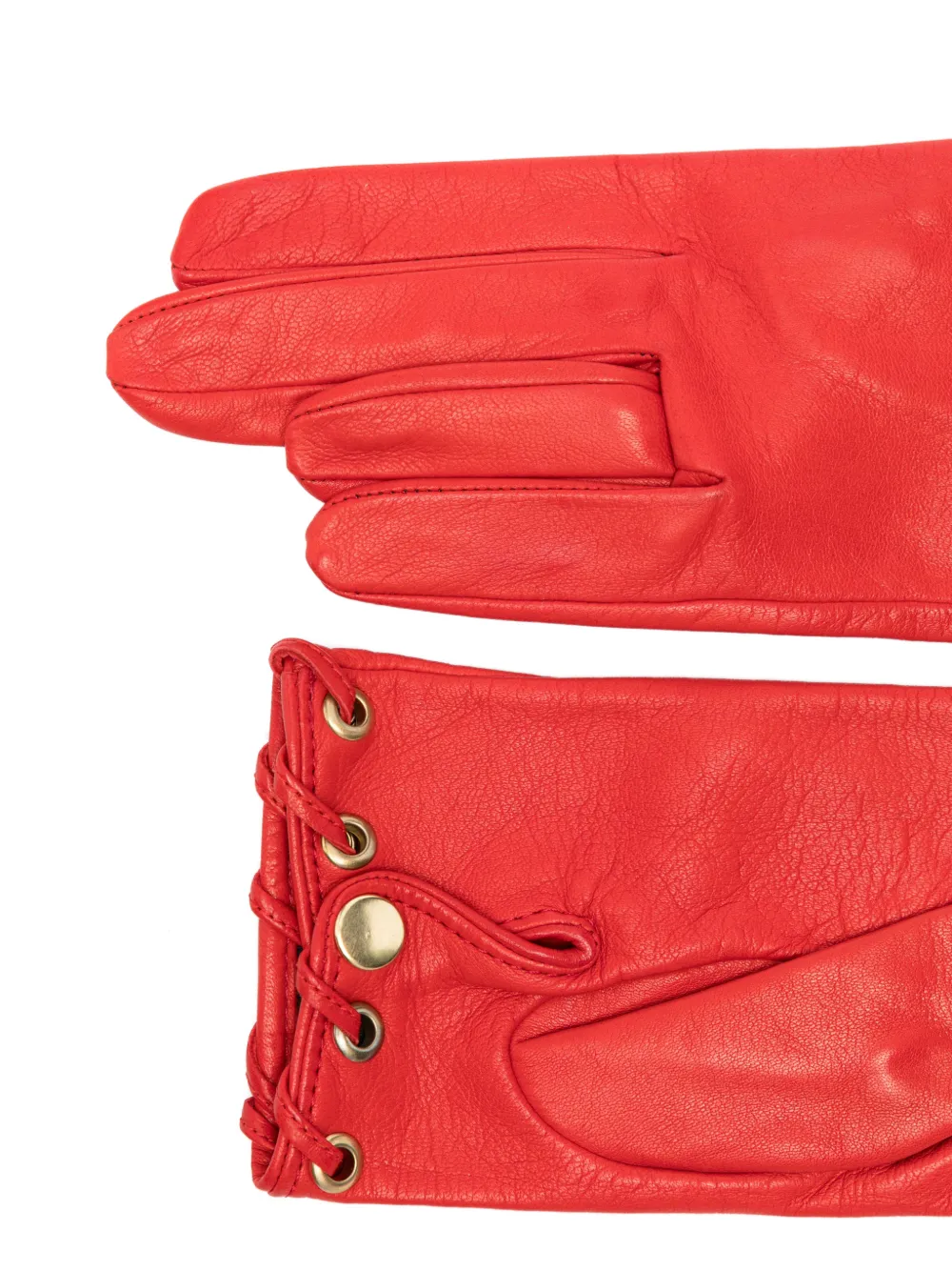 Manokhi Leren handschoenen met kanten detail Rood