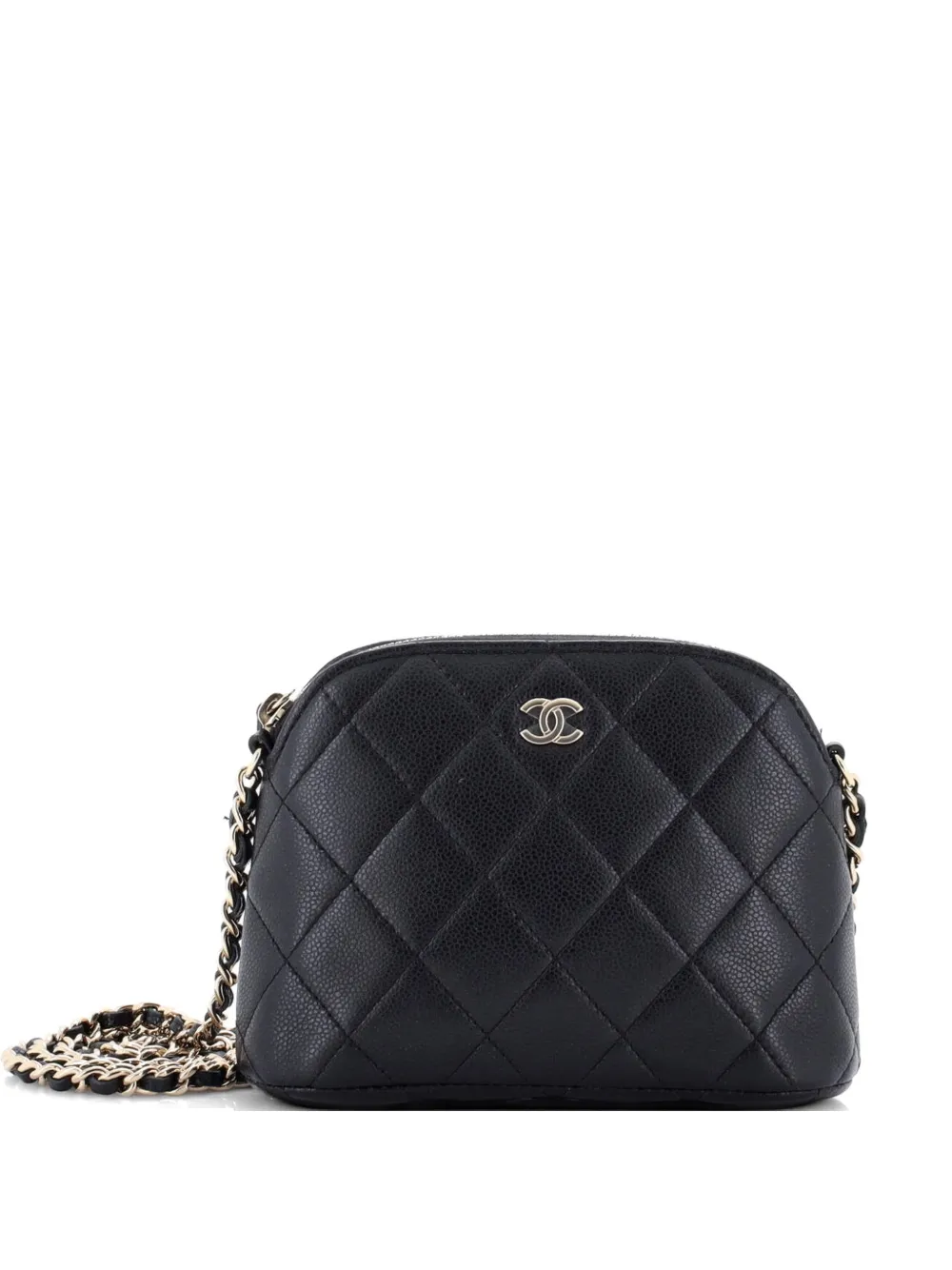 CHANEL Pre-Owned CC Dome Zip Clutch with Chain Quilted Caviar Mini crossbody bag - Nero