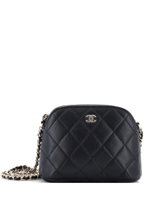 CHANEL ショルダーバッグ CHANEL Pre-Owned CC Dome Zip Clutch With Chain Quilted Caviar Mini