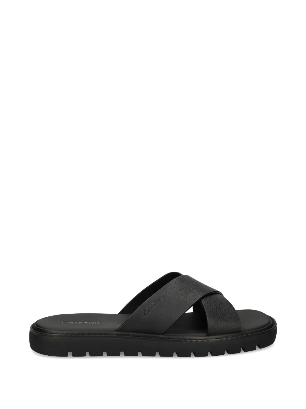 Calvin Klein cross-strap leather sandals - Schwarz