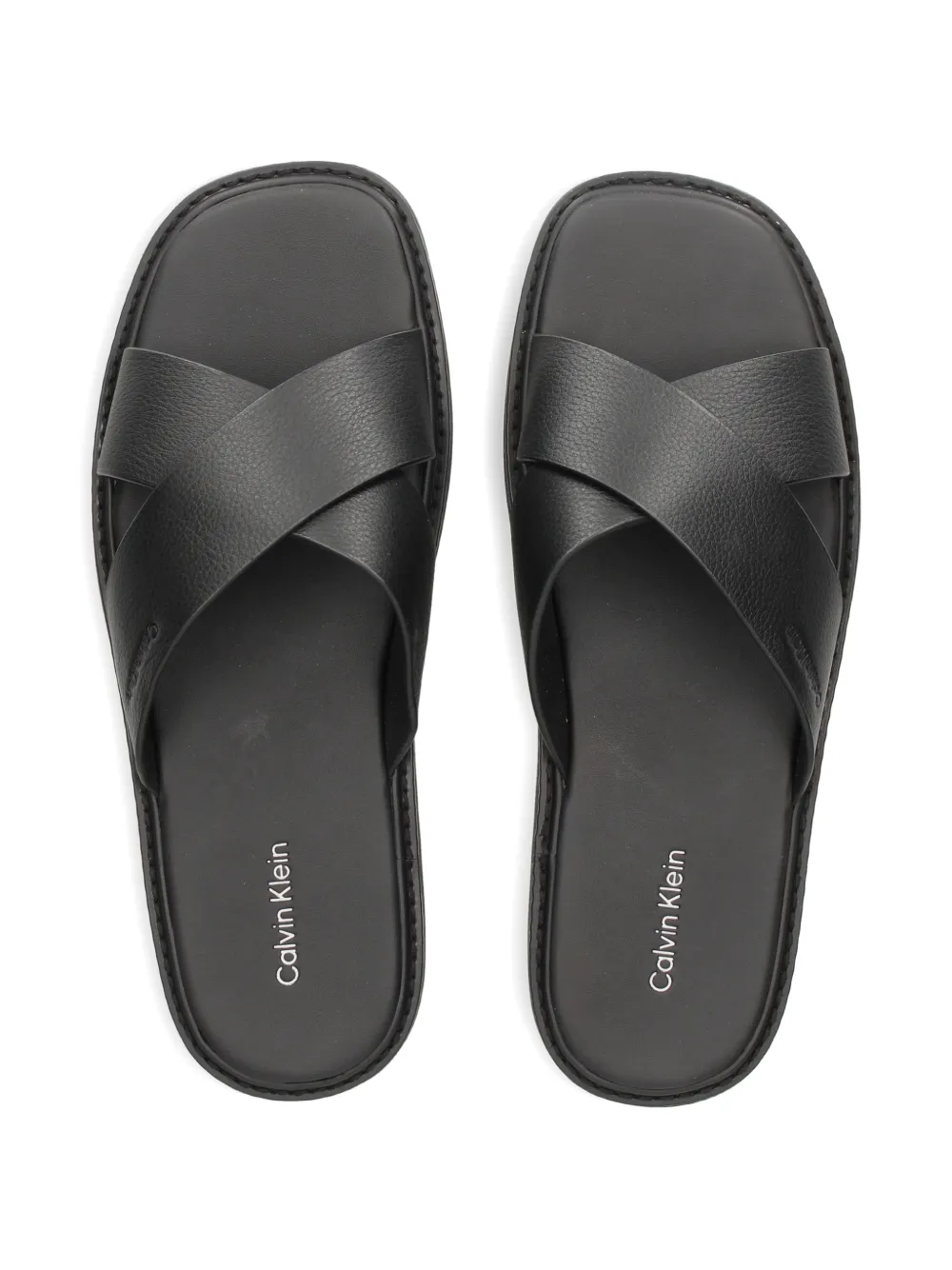 Calvin Klein cross-strap leather sandals Zwart